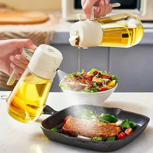 2-in-1 Premium Oil Sprayer & Dispenser Bottle – 500ml Leak-Proof Glass Mister for Cooking, BBQ & Air Fryer