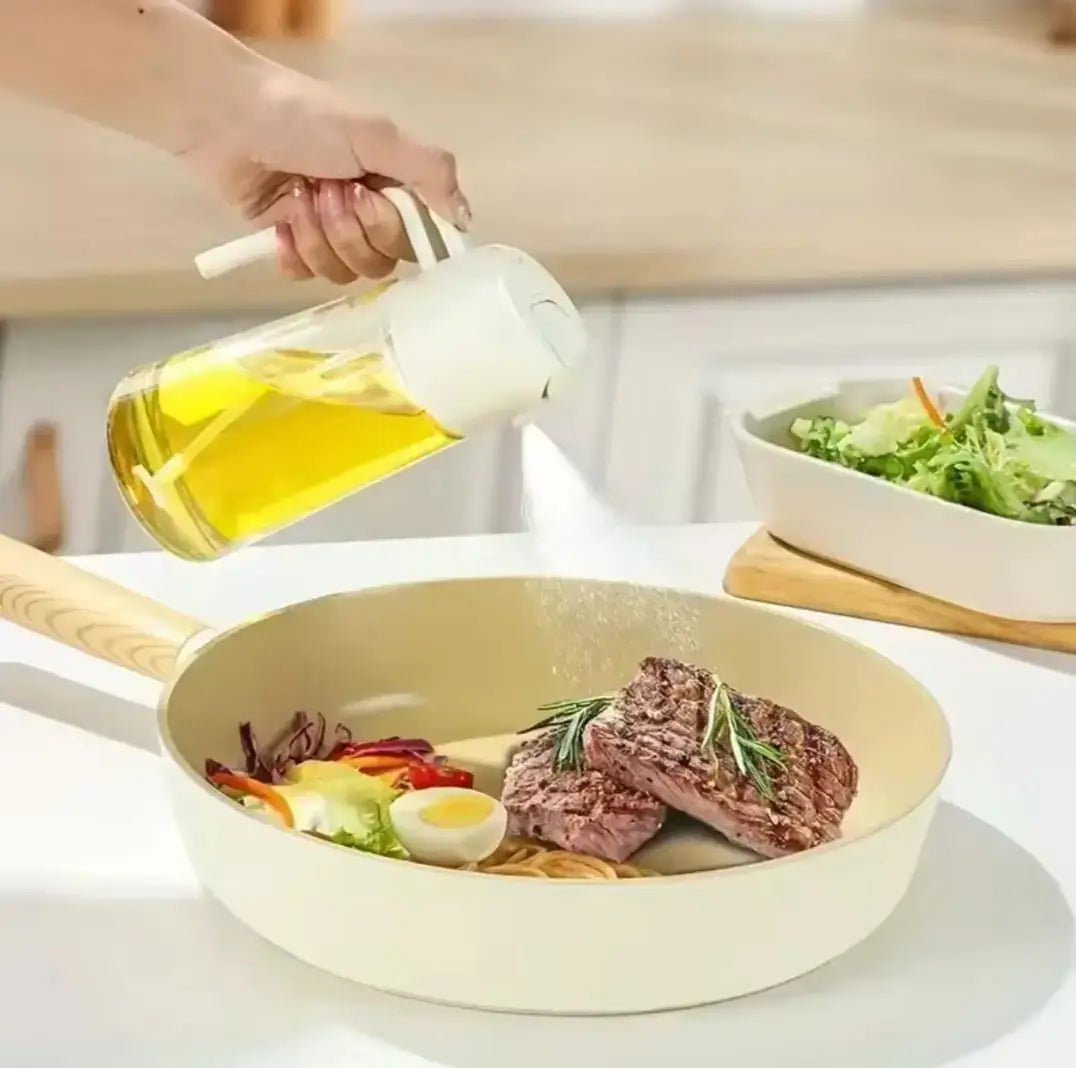 2-in-1 Premium Oil Sprayer & Dispenser Bottle – 500ml Leak-Proof Glass Mister for Cooking, BBQ & Air Fryer
