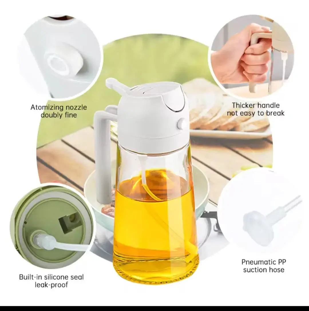 2-in-1 Premium Oil Sprayer & Dispenser Bottle – 500ml Leak-Proof Glass Mister for Cooking, BBQ & Air Fryer