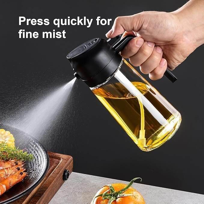 2-in-1 Premium Oil Sprayer & Dispenser Bottle – 500ml Leak-Proof Glass Mister for Cooking, BBQ & Air Fryer