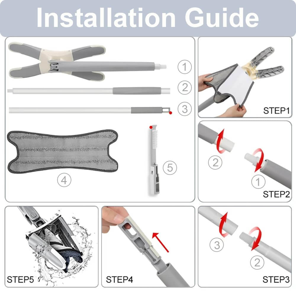 X-Shape 360° Hands-Free Squeeze Mop by Aurevia.work