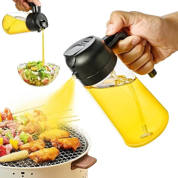 2-in-1 Premium Oil Sprayer & Dispenser Bottle – 500ml Leak-Proof Glass Mister for Cooking, BBQ & Air Fryer