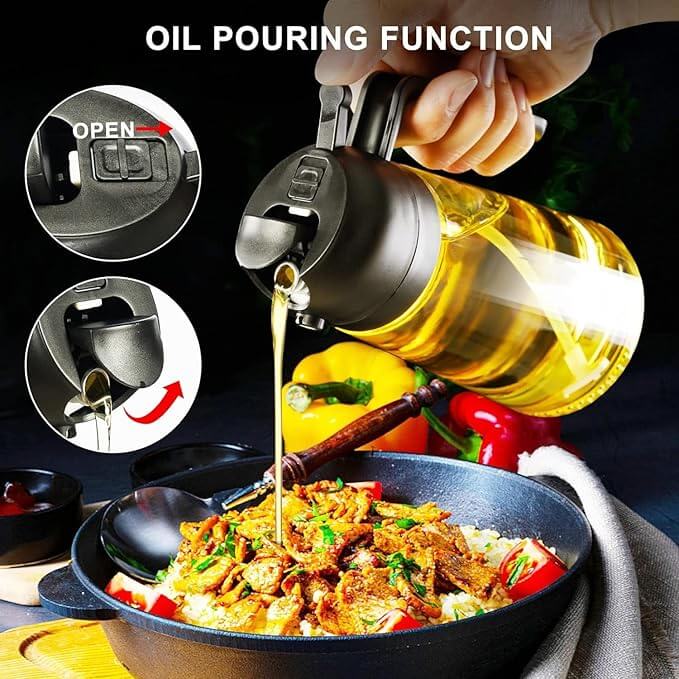 2-in-1 Premium Oil Sprayer & Dispenser Bottle – 500ml Leak-Proof Glass Mister for Cooking, BBQ & Air Fryer